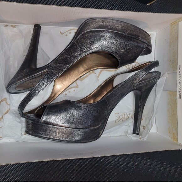 Carlos Santana Elise Lead Metallic Heels in Silver/Pewter EUC Size 8.5 - Picture 5 of 8